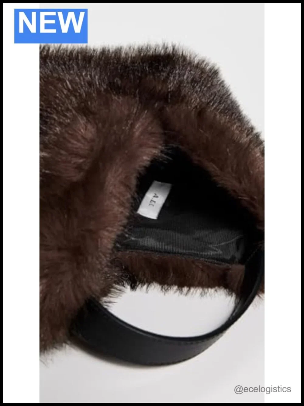 Faux Fur Top-Handle Satchel Bag with Leather Handle